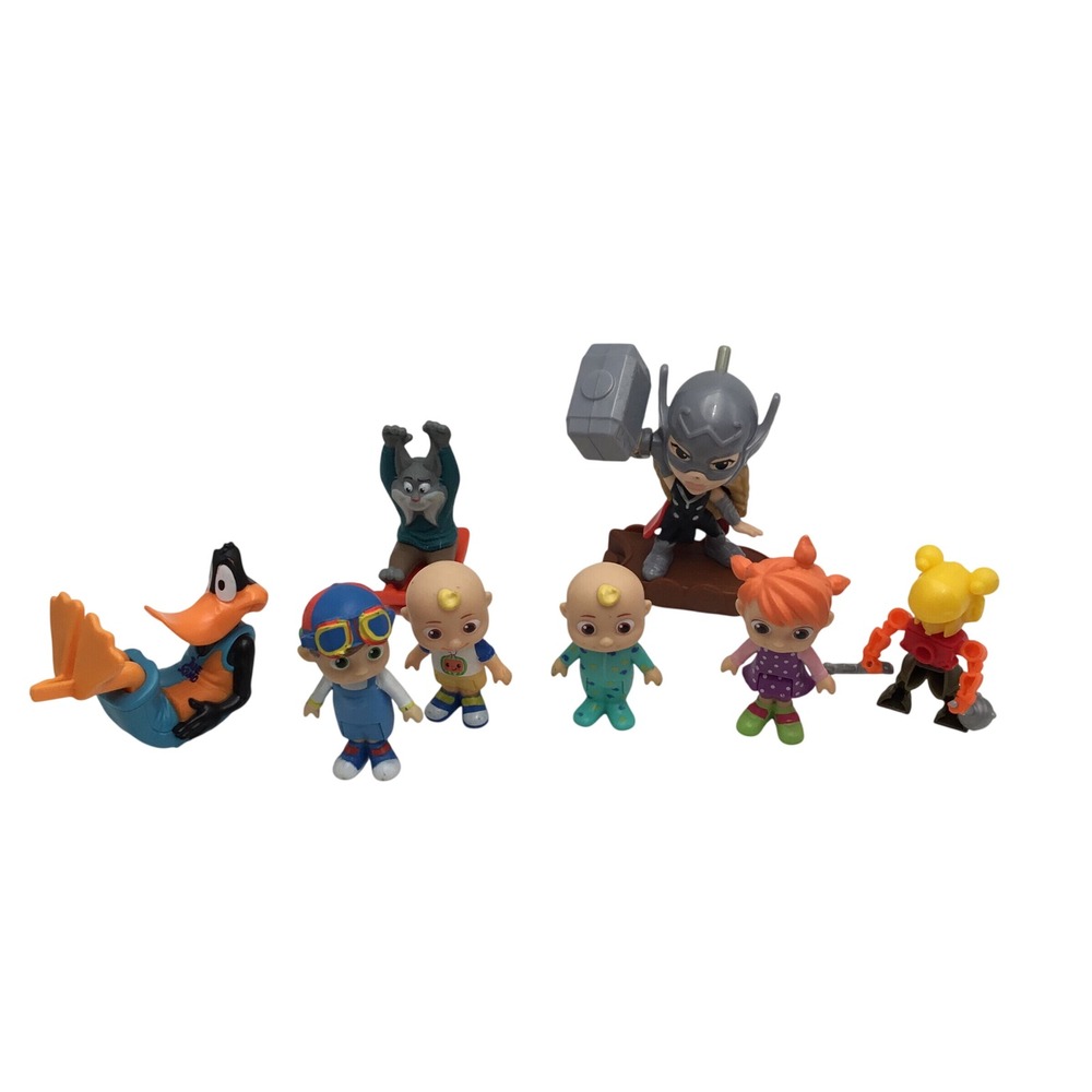 Mixed Toy Figure Lot Cocomelon Space Jam Thor Looney Tunes 8 Piece Set